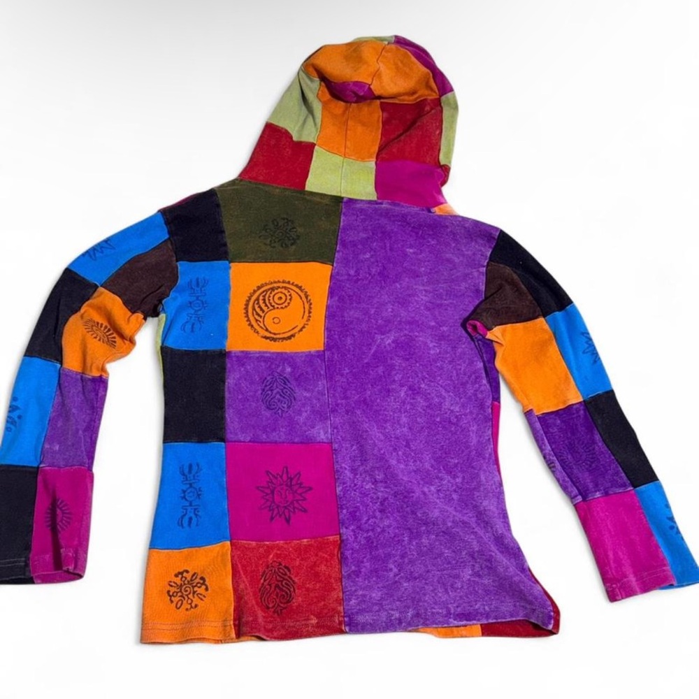 Size Large Colorful Patchwork Women's Sweater Wit… - image 4